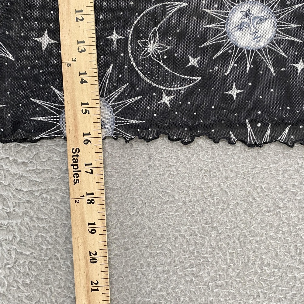 Y2K Mesh Crop T-Shirt Womens XL Black Celestial Moon Sun Sheer Top Whimsical - Picture 5 of 13